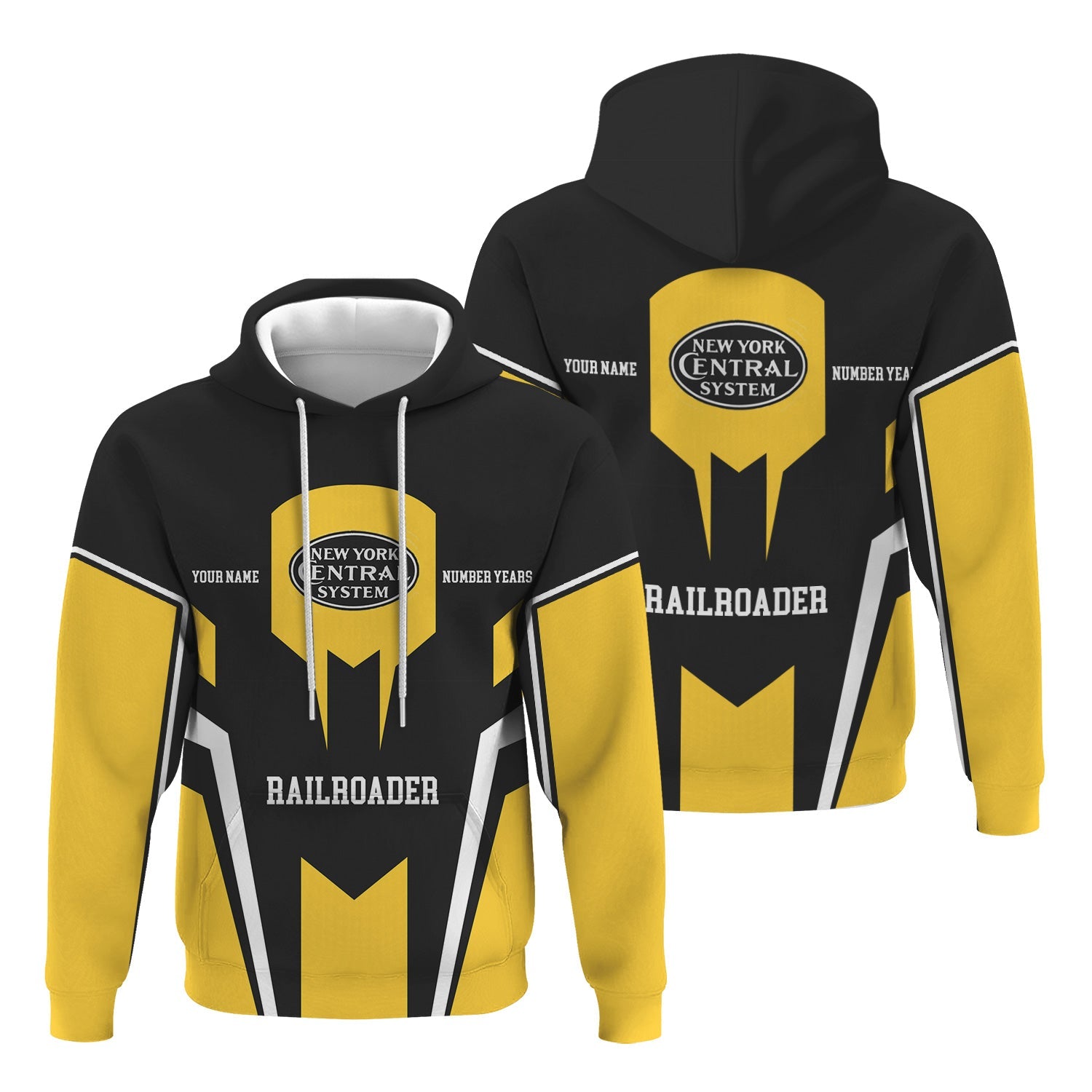 Railspirit Personalized New York Central Railroad Hoodie Custom Year Railroader Zip Up Hoodie Gift Idea For Train Lover
