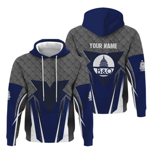 Railspirit Personalized Baltimore and Ohio Railroad Hoodie Rugged Steel Vibes B&O Train Zip Up Hoodie All Over Print