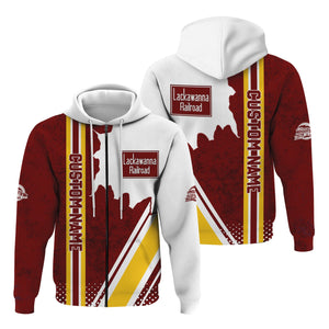 Railspirit Personalized Delaware, Lackawanna and Western Railroad Hoodie DL&W All Over Printed Unisex Zip Up Hoodie