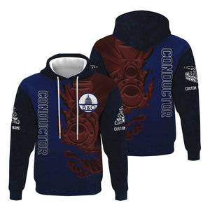 Railspirit Personalized Baltimore and Ohio Railroad Hoodie Blazing Style with Custom Position B&O Train Zip Up Hoodie
