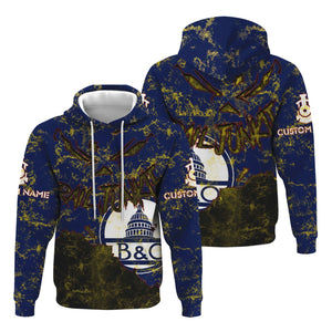 Railspirit Personalized Baltimore and Ohio Railroad Hoodie Torn Graphic Style B&O Train Zip Up Hoodie For Rail Junkie