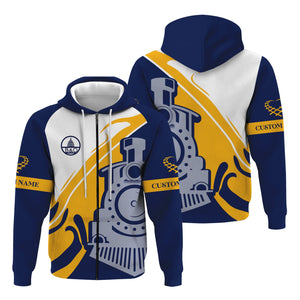 Railspirit Personalized Baltimore and Ohio Railroad Hoodie Flame-Inspired Style B&O Zip Up Hoodie Gift Idea For Train Lovers