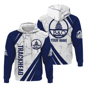 Railspirit Personalized Baltimore and Ohio Railroad Hoodie Crackle Texture Style B&O Train Zip Up Hoodie For Trackhead