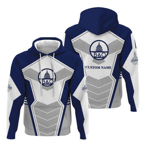 Railspirit Personalized Baltimore and Ohio Railroad Hoodie Engine-Inspired Style B&O Train Zip Up Hoodie for Railroad Fanatic