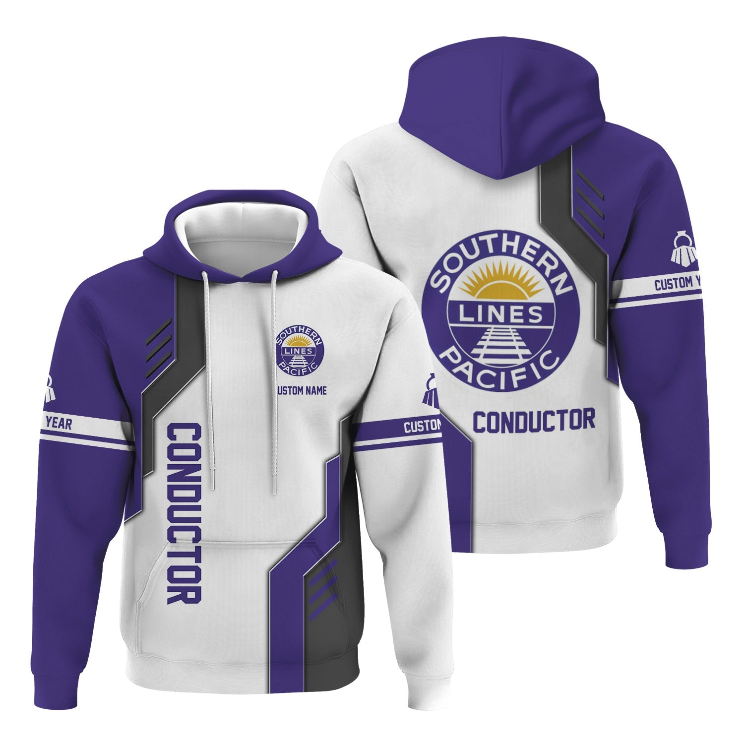 Railspirit Personalized Southern Pacific Railroad Hoodie Unique Railway Style with Custom Job Train Zip Up Hoodie