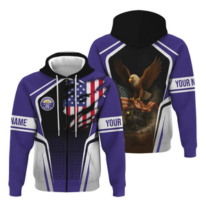 Railspirit Personalized Southern Pacific Railroad Hoodie American Eagle Vintage Train Zip Up Hoodie