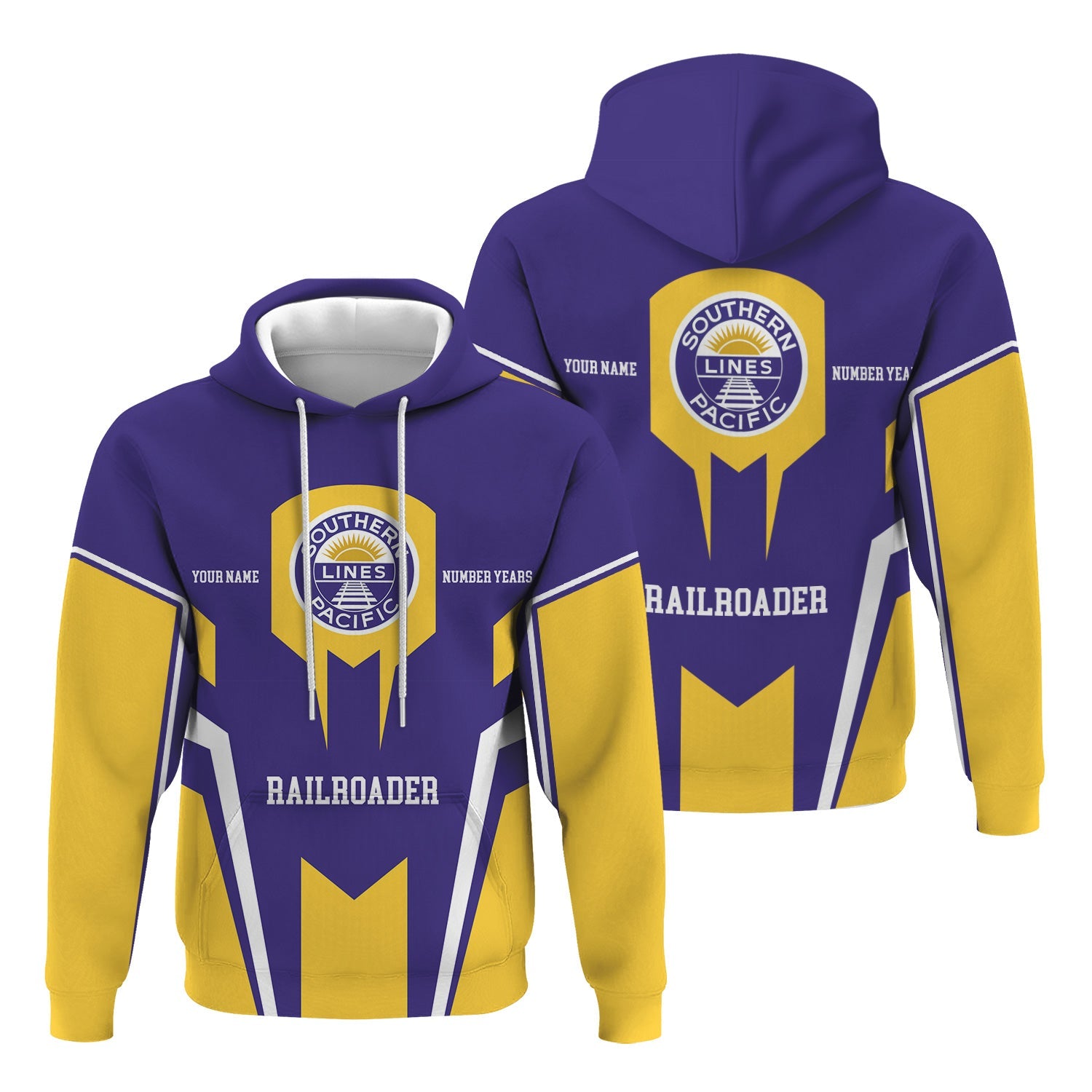 Railspirit Personalized Southern Pacific Railroad Hoodie Custom Year Railroader Zip Up Hoodie Gift Idea For Train Lover