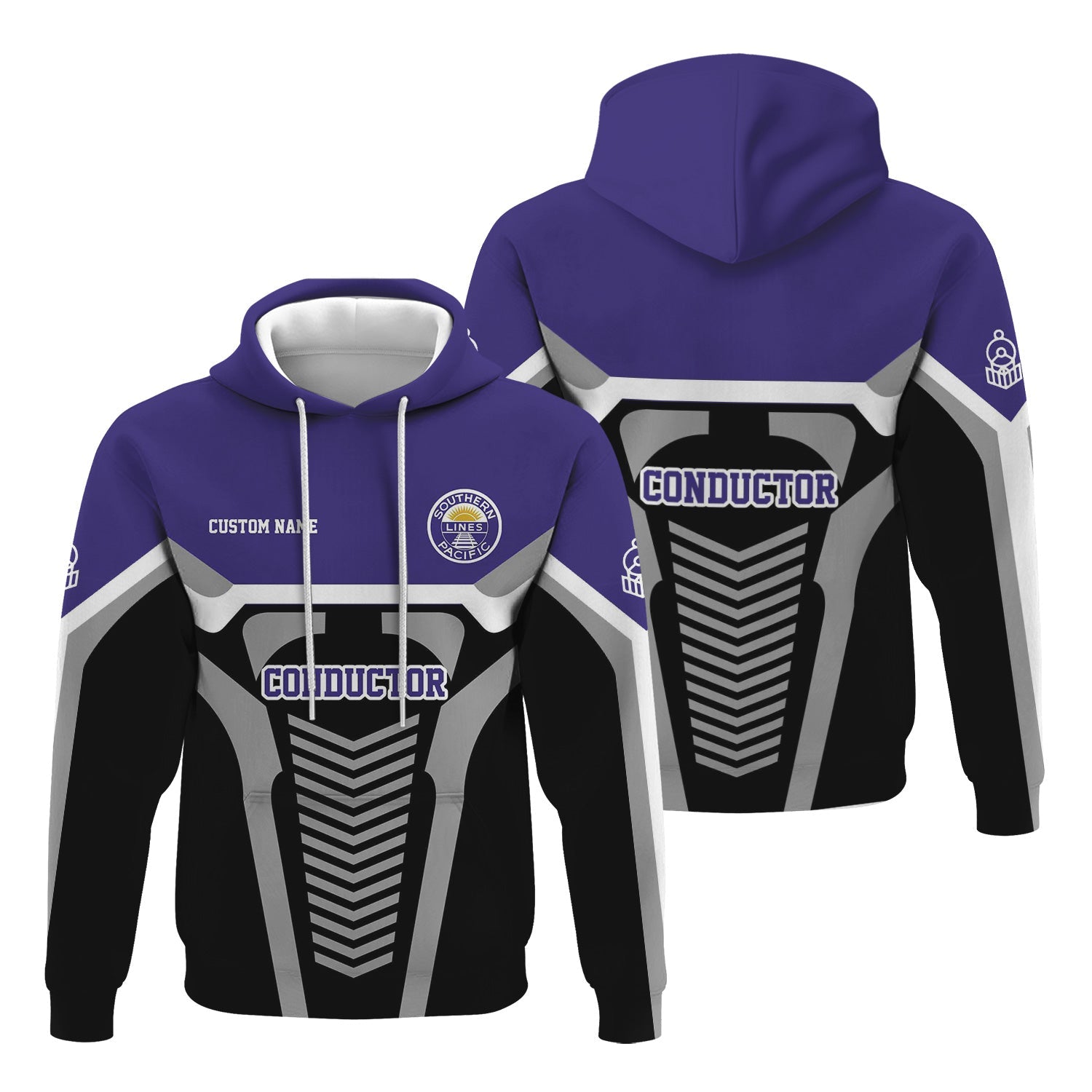 Railspirit Personalized Southern Pacific Railroad Hoodie Track-Inspired with Custom Job Position Train Zip Up Hoodie