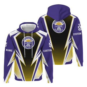 Railspirit Personalized Southern Pacific Railroad Hoodie Lightning Graphic Style Zip Up Hoodie Gift Idea For Train Lover