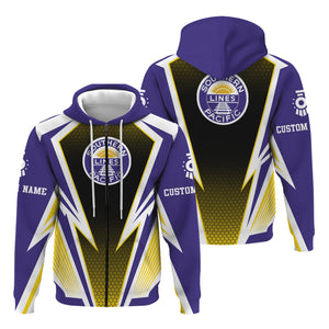 Railspirit Personalized Southern Pacific Railroad Hoodie Lightning Graphic Style Zip Up Hoodie Gift Idea For Train Lover