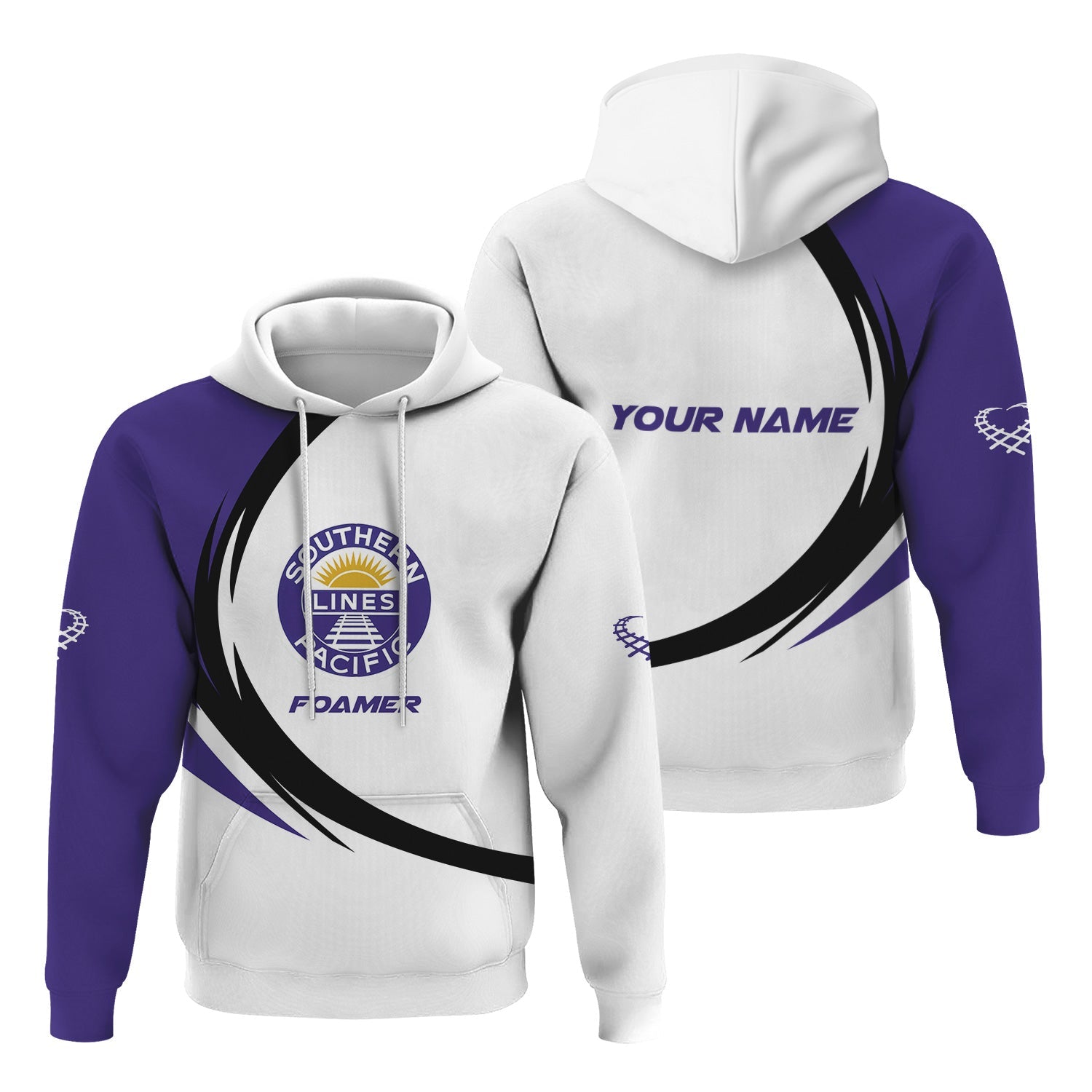 Railspirit Personalized Southern Pacific Railroad Hoodie Unique Graphic Style Zip Up Hoodie For Train Enthusiasts