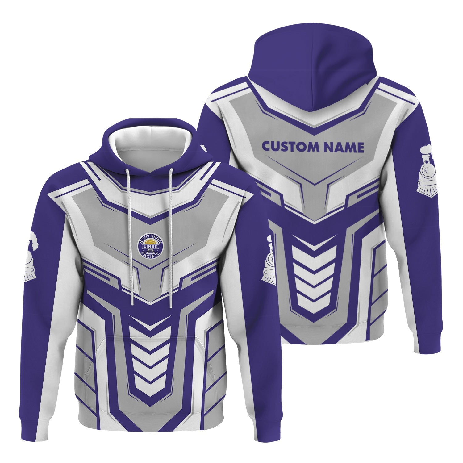 Railspirit Personalized Southern Pacific Railroad Hoodie Armor-Inspired Design Train Zip Up Hoodie All Over Print