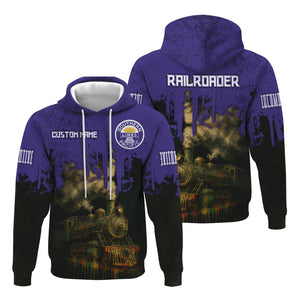 Railspirit Personalized Southern Pacific Railroad Hoodie Vintage Train Art Style Zip Up Hoodie For Locomotive Fans