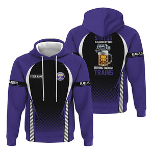 Railspirit Personalized Southern Pacific Railroad Hoodie Stress Is Caused By Not Having Enough Trains Zip Up Hoodie