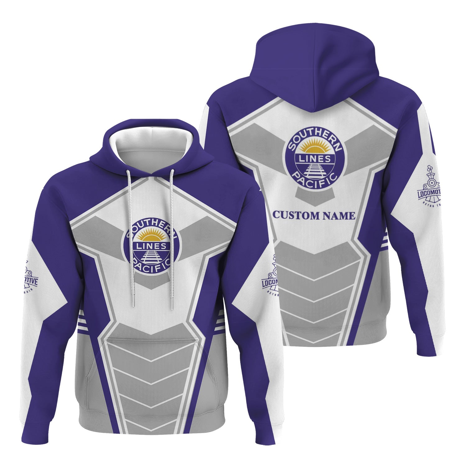 Railspirit Personalized Southern Pacific Railroad Hoodie Engine-Inspired Style Train Zip Up Hoodie for Railroad Fanatic