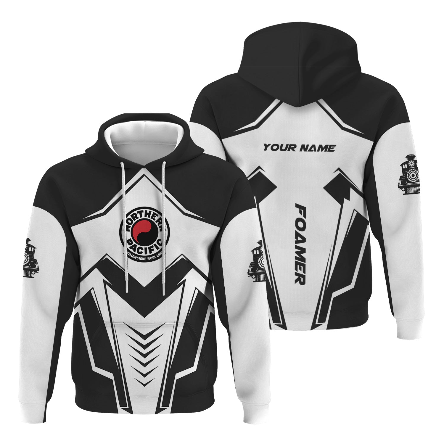 Railspirit Personalized Northern Pacific Railway Hoodie Railway Trainspotter Style Zip Up Hoodie Gift Idea For Foamers