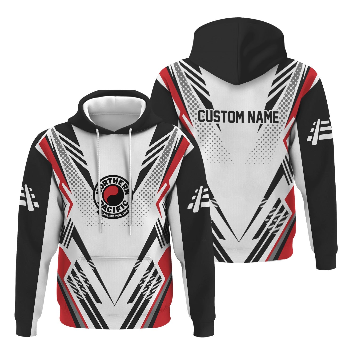 Railspirit Personalized Northern Pacific Railway Hoodie Railroad Tribute Design Train Zip Up Hoodie for Train Lovers