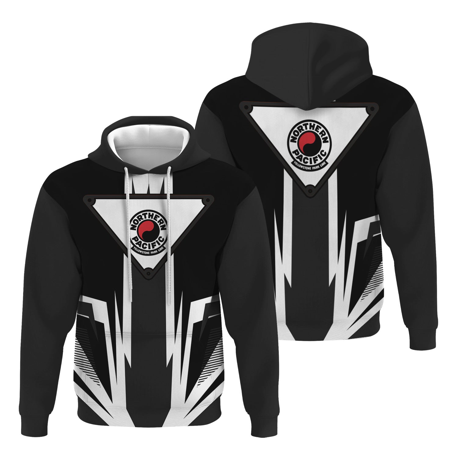 Railspirit Northern Pacific Railway Hoodie Bold Graphic Style All Over Printed Zip Up Hoodie