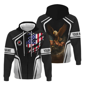 Railspirit Personalized Northern Pacific Railway Hoodie American Eagle Vintage Train Zip Up Hoodie