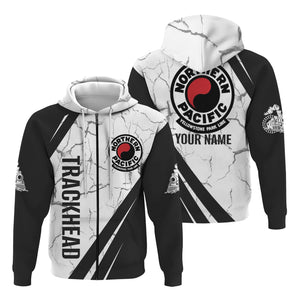 Railspirit Personalized Northern Pacific Railway Hoodie Crackle Texture Style Train Zip Up Hoodie For Trackhead