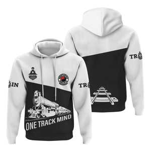 Railspirit Custom Name Northern Pacific Railway Hoodie One Track Mind Printed Zip Hoodie