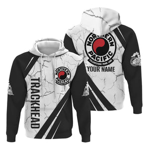 Railspirit Personalized Northern Pacific Railway Hoodie Crackle Texture Style Train Zip Up Hoodie For Trackhead