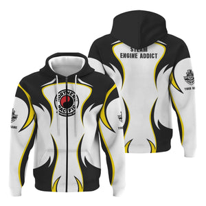 Railspirit Personalized Northern Pacific Railway Hoodie Distinctive Flame Style Zip Up Hoodie For Steam Engine Addict