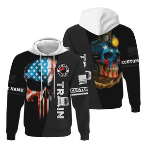 Railspirit Personalized Northern Pacific Railway Hoodie Train Skull American Flag Zip Up Hoodie All Over Print