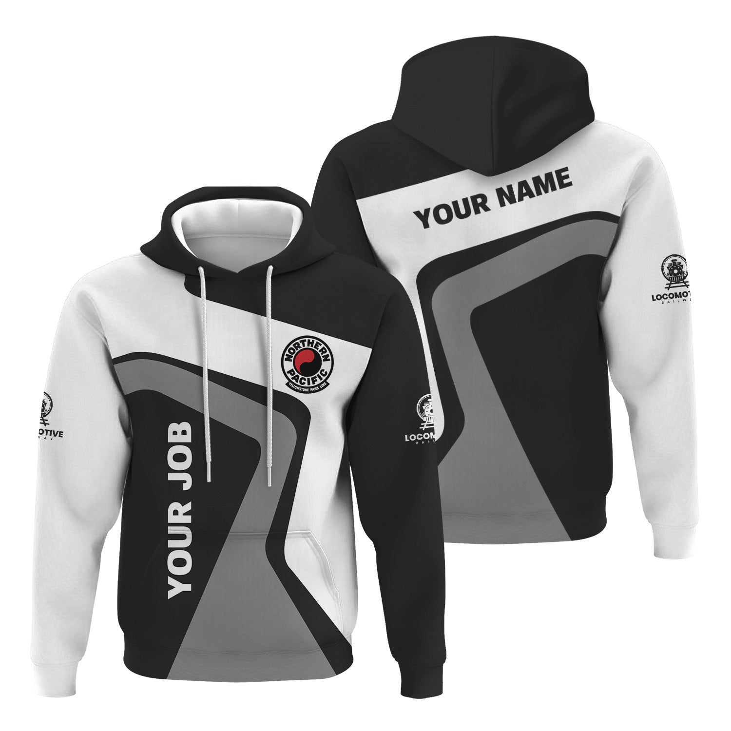 Railspirit Personalized Northern Pacific Railway Hoodie Unique Design with Custom Job Position Train Zip Up Hoodie