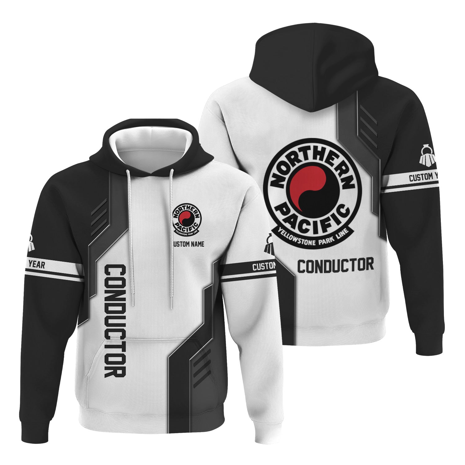 Railspirit Personalized Northern Pacific Railway Hoodie Unique Railway Style with Custom Job Train Zip Up Hoodie