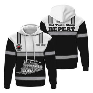 Railspirit Custom Name Northern Pacific Railway Hoodie Eat Train Sleep Repeat Printed Train Zip Hoodie
