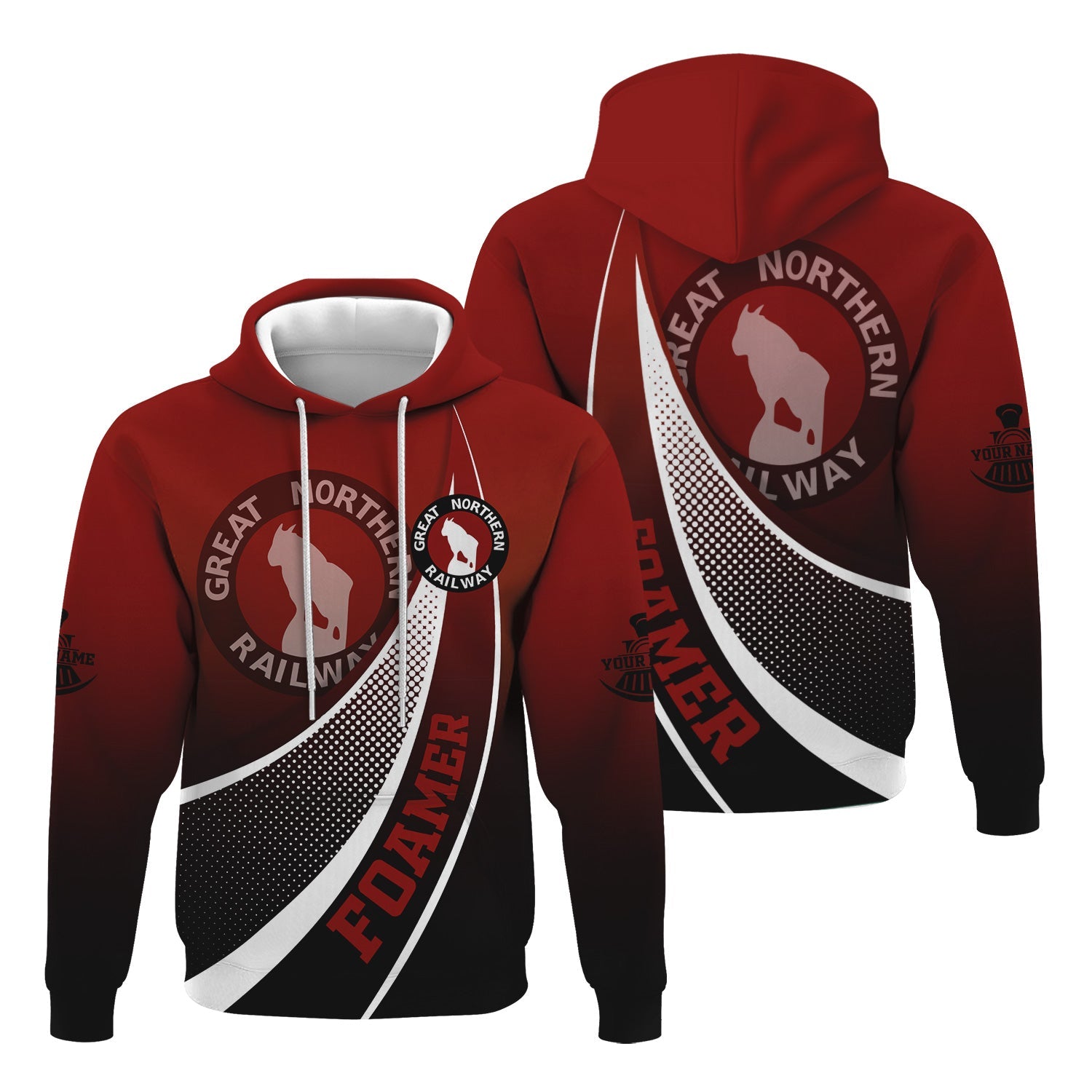 Railspirit Personalized Great Northern Railway Hoodie Railway-Themed Style GNR Zip Up Hoodie Gift Idea For Trainspotter