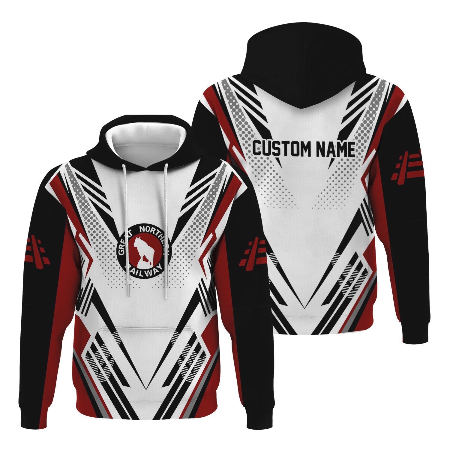 Railspirit Personalized Great Northern Railway Hoodie Railroad Tribute Design GNR Train Zip Up Hoodie for Train Lovers