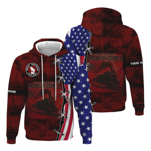 Railspirit Personalized Great Northern Railway Hoodie Retro American Express Train With USA Flag GNR Zip Up Hoodie