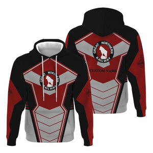 Railspirit Personalized Great Northern Railway Hoodie Engine-Inspired Style GNR Train Zip Up Hoodie for Railroad Fanatic