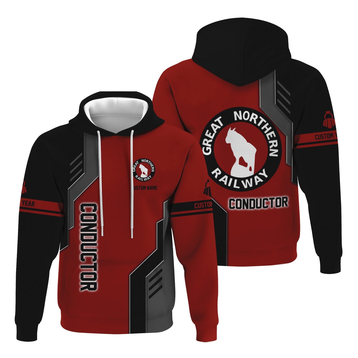 Railspirit Personalized Great Northern Railway Hoodie Unique Railway Style with Custom Job GNR Train Zip Up Hoodie