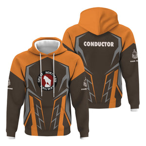 Railspirit Personalized Great Northern Railway Hoodie Futuristic Design with Custom Job GNR Train Zip Up Hoodie