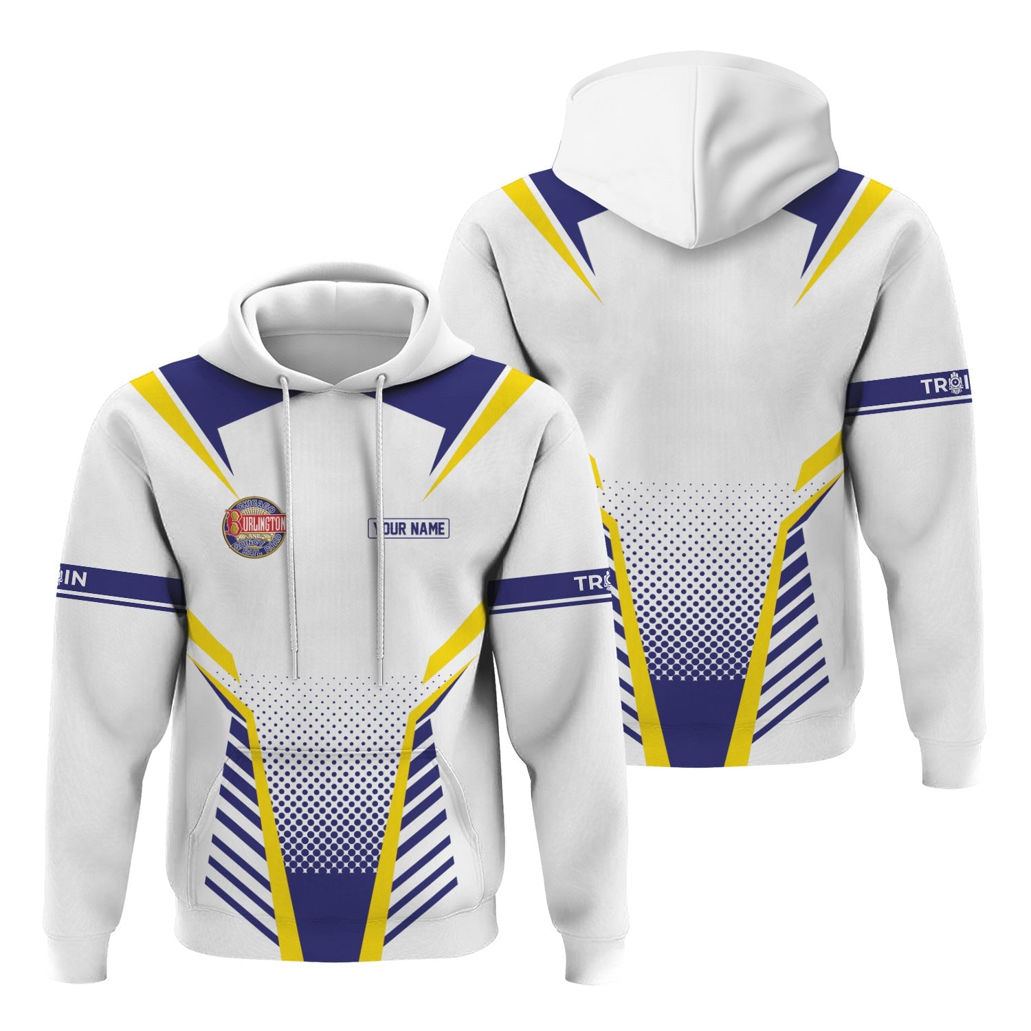 Railspirit Personalized Chicago, Burlington and Quincy Railroad Hoodie Unisex Train Zip Hoodie All Over Print