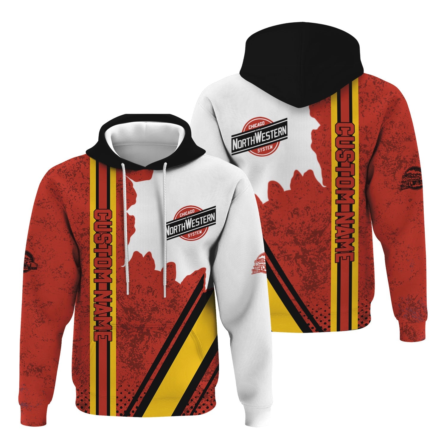 Railspirit Personalized Chicago and North Western Railway Hoodie All Over Printed Unisex Zip Up Hoodie