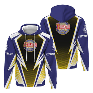 Railspirit Personalized Chicago, Burlington and Quincy Railroad Hoodie Lightning Graphic Style Zip Up Hoodie Gift Idea For Train Lover