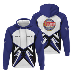 Railspirit Personalized Chicago, Burlington and Quincy Railroad Hoodie Vibriant Style with Custom Position Train Zip Up Hoodie