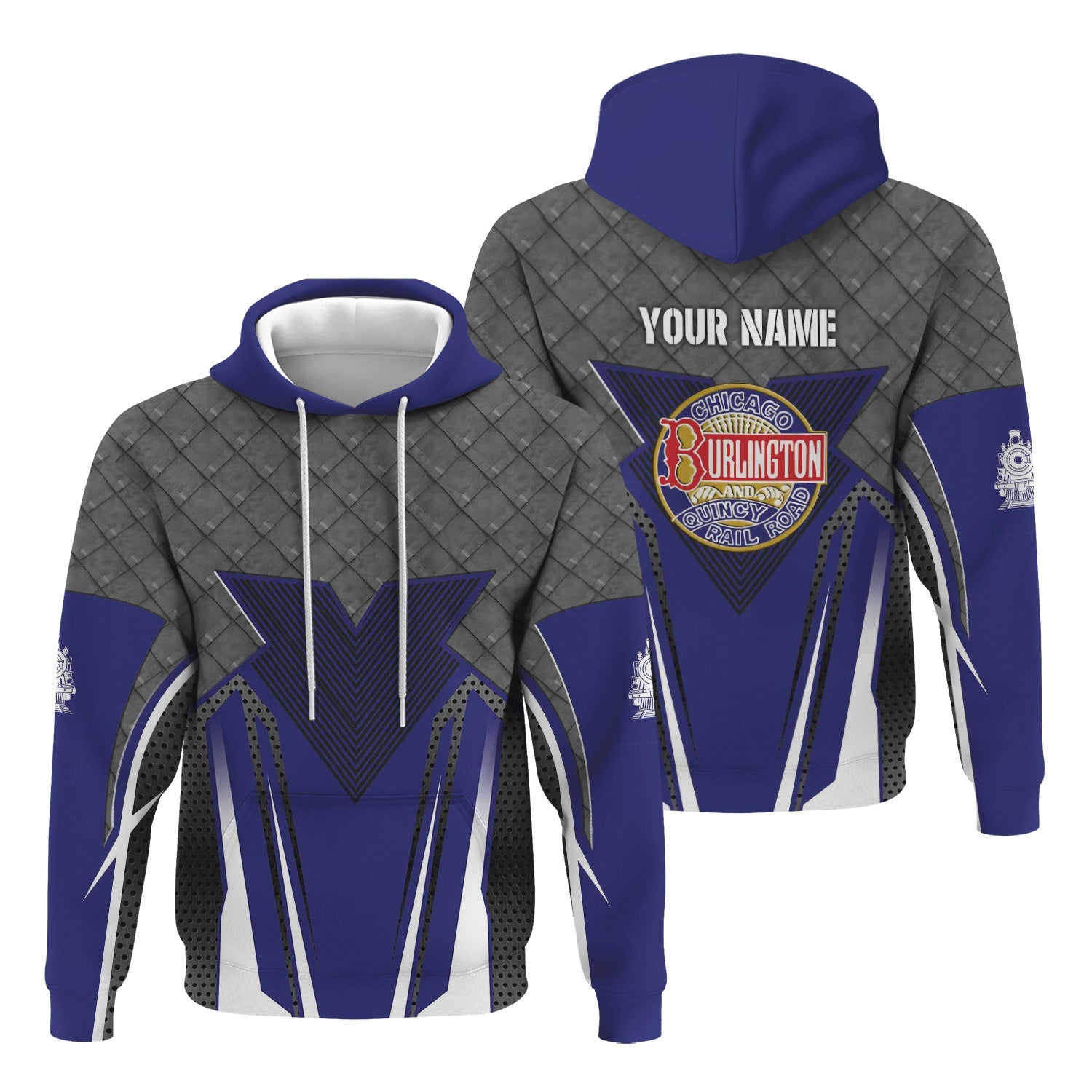 Railspirit Personalized Chicago, Burlington and Quincy Railroad Hoodie Rugged Steel Vibes Train Zip Up Hoodie All Over Print