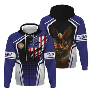 Railspirit Personalized Chicago, Burlington and Quincy Railroad Hoodie American Eagle Vintage Train Zip Up Hoodie