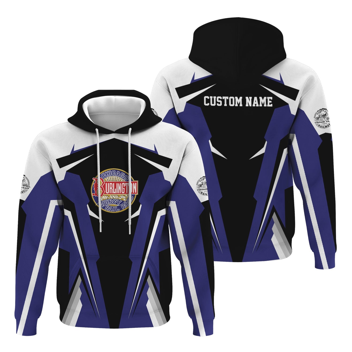 Railspirit Personalized Chicago, Burlington and Quincy Railroad Hoodie Strong Line Style Train Hoodie Gift Idea For Train Lover