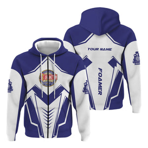 Railspirit Personalized Chicago, Burlington and Quincy Railroad Hoodie Railway Trainspotter Style Zip Up Hoodie Gift Idea For Foamers