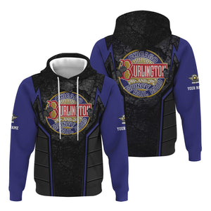 Railspirit Personalized Chicago, Burlington and Quincy Railroad Hoodie Cracked Metal Design Train Zip Up Hoodie for Rail Enthusiasts