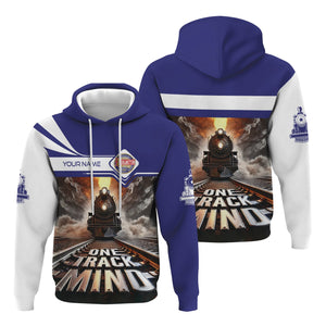 Railspirit Personalized Chicago, Burlington and Quincy Railroad Hoodie One Track Mind Train Printed ZIp Up Hoodie