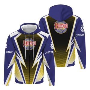 Railspirit Personalized Chicago, Burlington and Quincy Railroad Hoodie Lightning Graphic Style Zip Up Hoodie Gift Idea For Train Lover