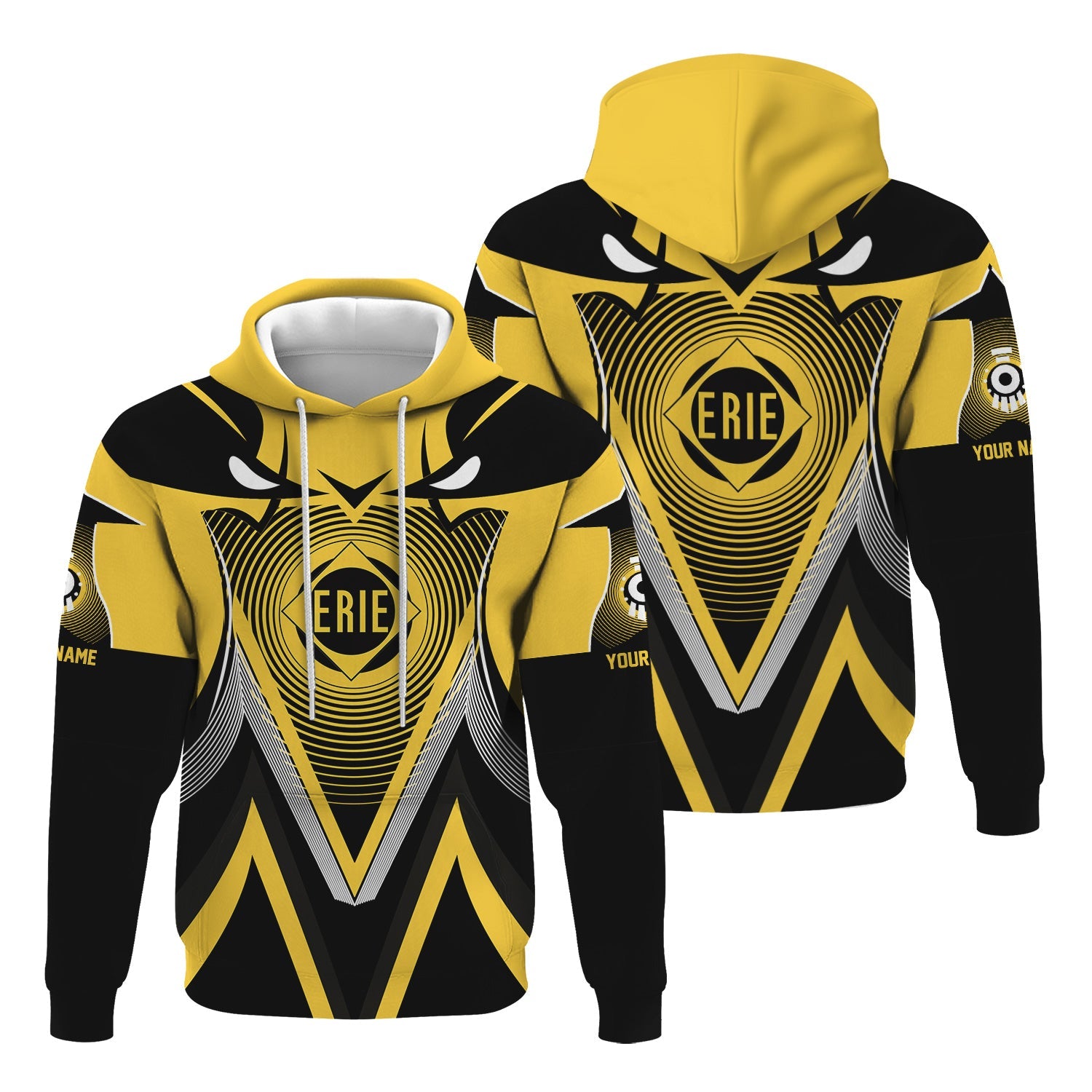 Railspirit Personalized Erie Railroad Hoodie Vibrant Graphic Pattern Zip Up Hoodie For Train Enthusiasts