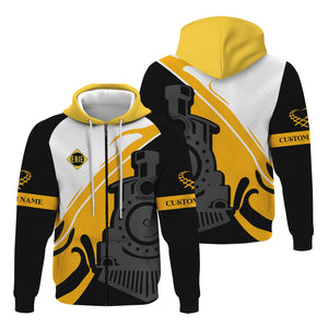 Railspirit Personalized Erie Railroad Hoodie Flame-Inspired Style Zip Up Hoodie Gift Idea For Train Lovers